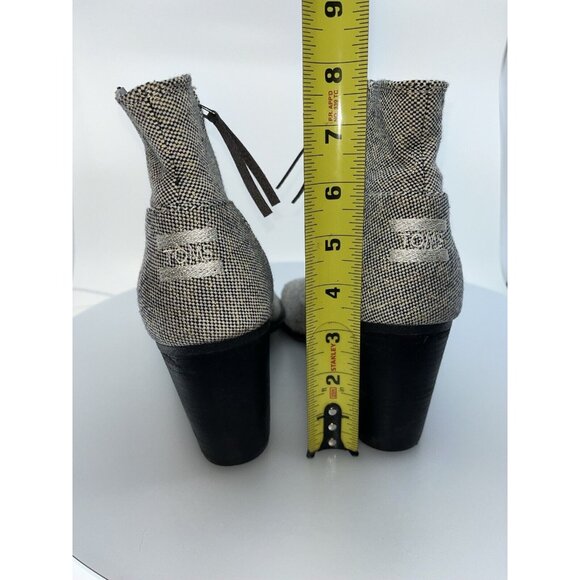 Toms Tweed Fabric Open Toe Booties Size 11 Gold Accent Thread Dark Brown Chunk H - Picture 13 of 16
